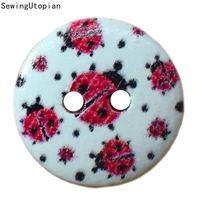 50pcs round wood shape apparel sewing buttons ladybug painting for clothes scrapbooking decorative handicraft diy accessories