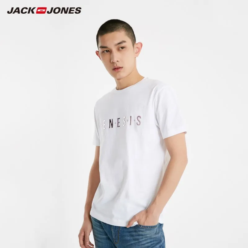 Мужская Светоотражающая футболка JackJones 100% хлопок с короткими рукавами и 3D