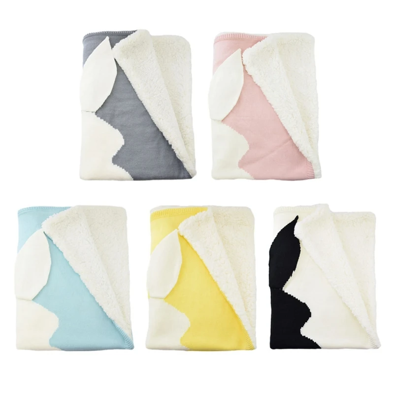 

Cartoon Rabbit Ear Knitted Blanket Children Newborn Infant Sleeping Swaddle Wrap Sleepsack Bedding Sofa Beach Mat