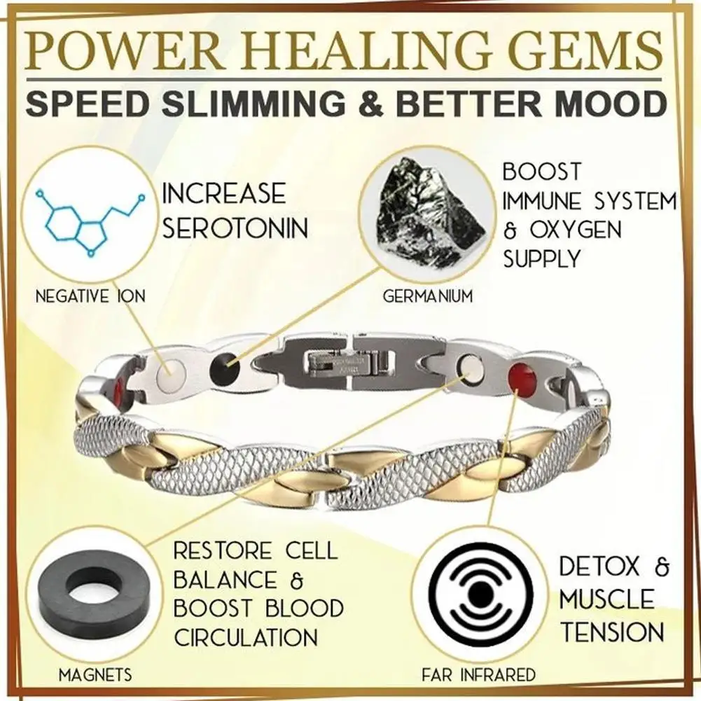 

Простой Модный женский браслет для похудения, браслет из звеньев для магнитной терапии, браслет для пар, серебристый, золотой и цветной, A2Q5