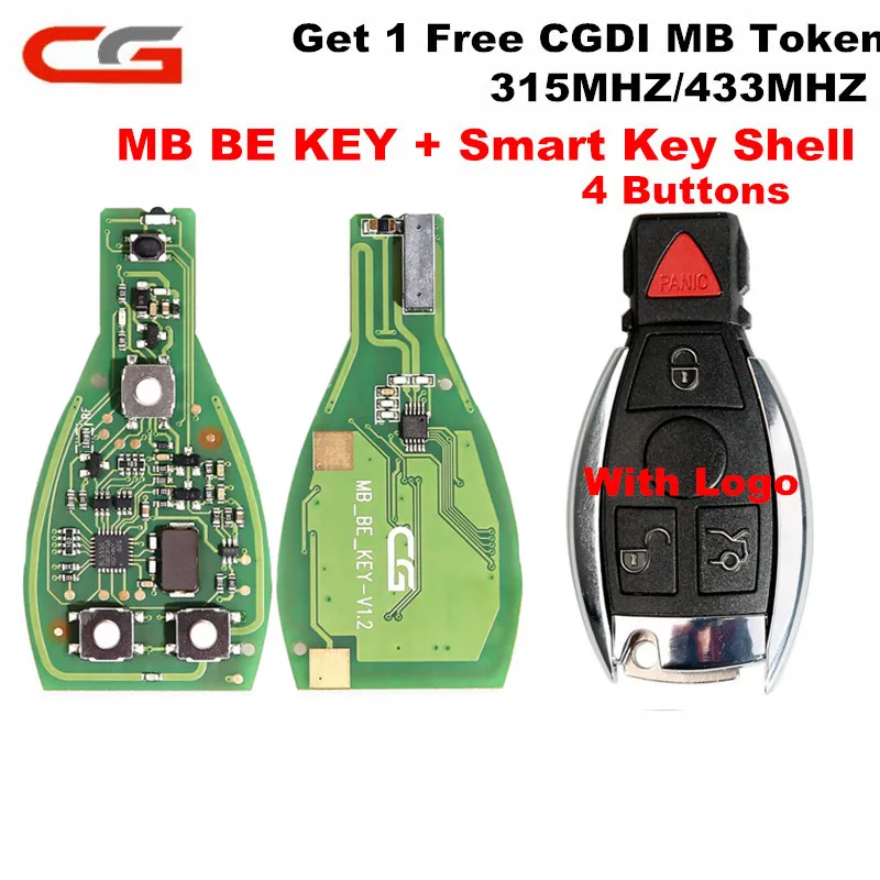 Корпус смарт-ключа CG CGDI MB BE KEY pro V1.2, 433 МГц, 315 кнопки, с логотипом для Benz