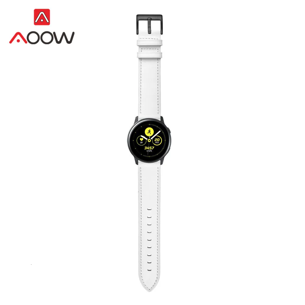 20 мм ремешок из натуральной кожи для samsung Galaxy Watch Active 42 мм gear S2 huawei Garmin vivoactive Amazfit BIP Молодежный браслет