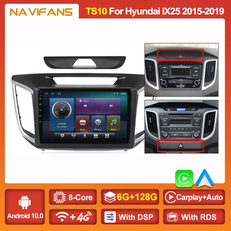 

6G+128GB Android 11 Car Radio Multimedia For Hyundai Creta IX25 2015 2016 2017 2018 2019 GPS Navigation WIFI BT5.0 Carplya Auto