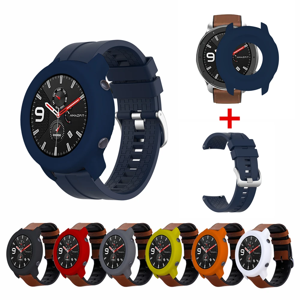 Для смарт браслета Amazfit Gtr 47 мм ремешок на запястье + чехол для Xiaomi GTR 42 наручных