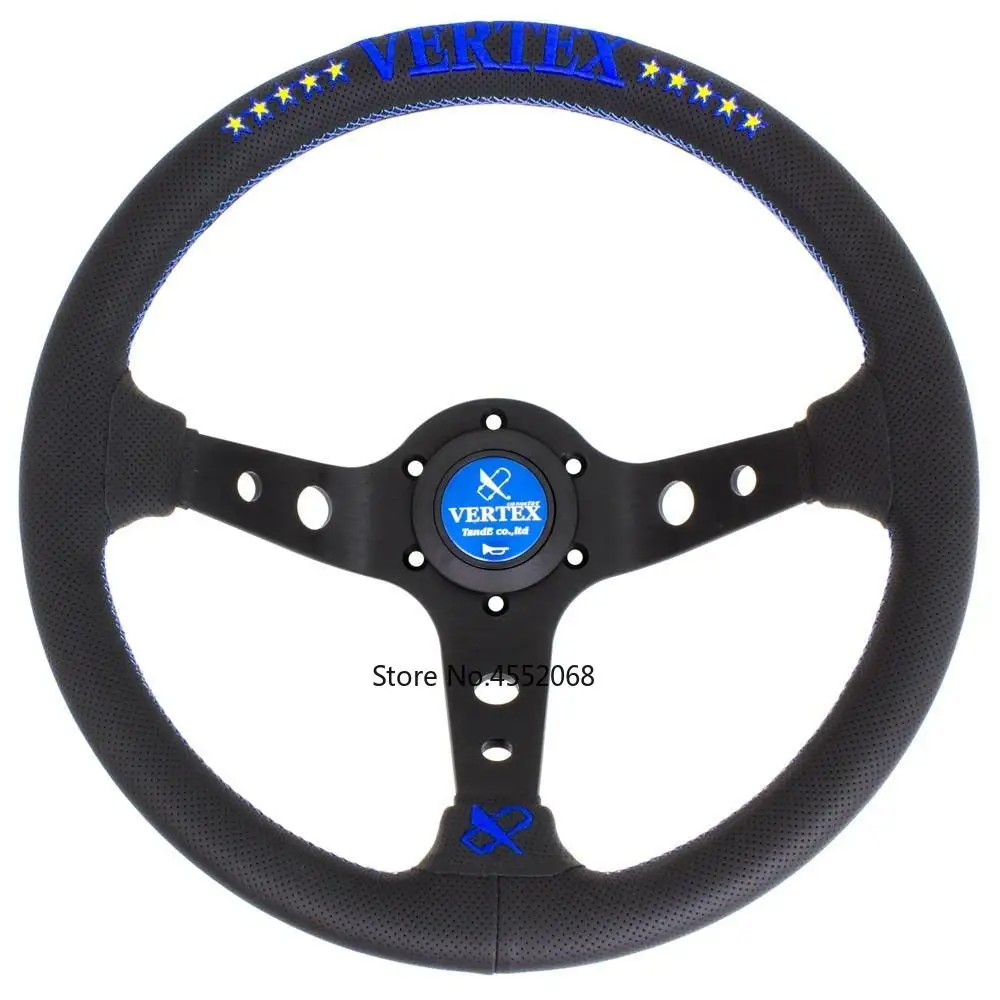 Синий/красный 330 мм VERTEX 10 звезд jdm Racing черный из натуральной кожи Дрифт рулевое