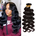 Волнистые пучки человеческих волос, бразильские натуральные черные волосы, волнистые пупряди 134 шт. Реми, сделки для наращивания черных женских волос