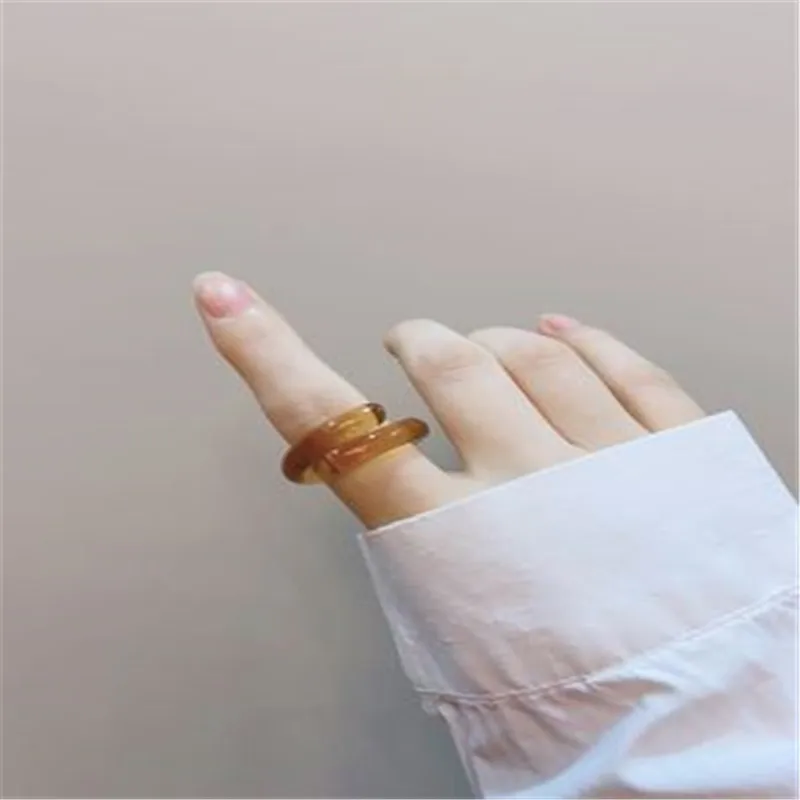 AOMU 2020 новые корейские прозрачные яркие цветные кольца акриловые геометрические