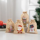 Искусственные подарочные пакеты сделай сам, сумка для хранения, Рождественская сумка на шнурке с Санта-Клаусом для рождества 2022, Нового года, домашний декор
