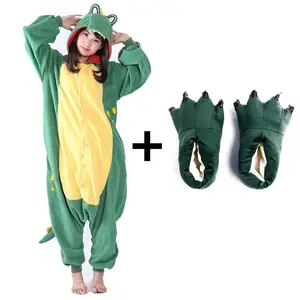 Взрослые женщины мужчины 2022 костюм мультфильм зеленый крокодил комбинезон Косплей пижамы одежда для сна зимние пижамы Аниме шоу Рождественская вечеринка