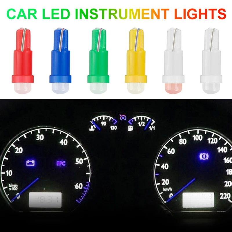 

10PCS T5 LED Lights W1.2W W3W LED Car Interior Light Auto Side Wedge Dashboard Gauge Instrument Lamp Bulb 4014 LED Super Bright