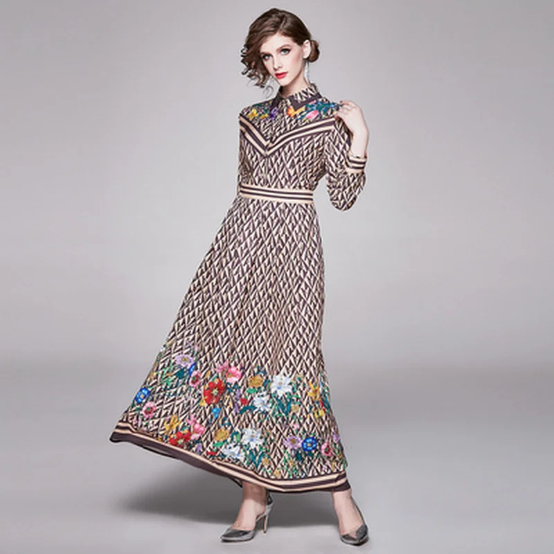 Женское модельное платье с длинным рукавом дизайнерское Повседневное большого