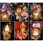 5D алмазная живопись, цветок, полная круглая искусственная Бриллиантовая вышивка, светильник А, картина стразы, домашний декор