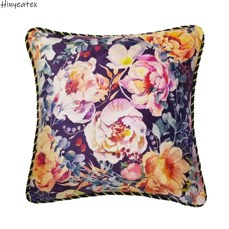 

Vintage Print Floral Soft Chenille Woven Fashion Flower Cushion Case Sofa Chair Home Store Decorative Pillow cover 45x45 cm