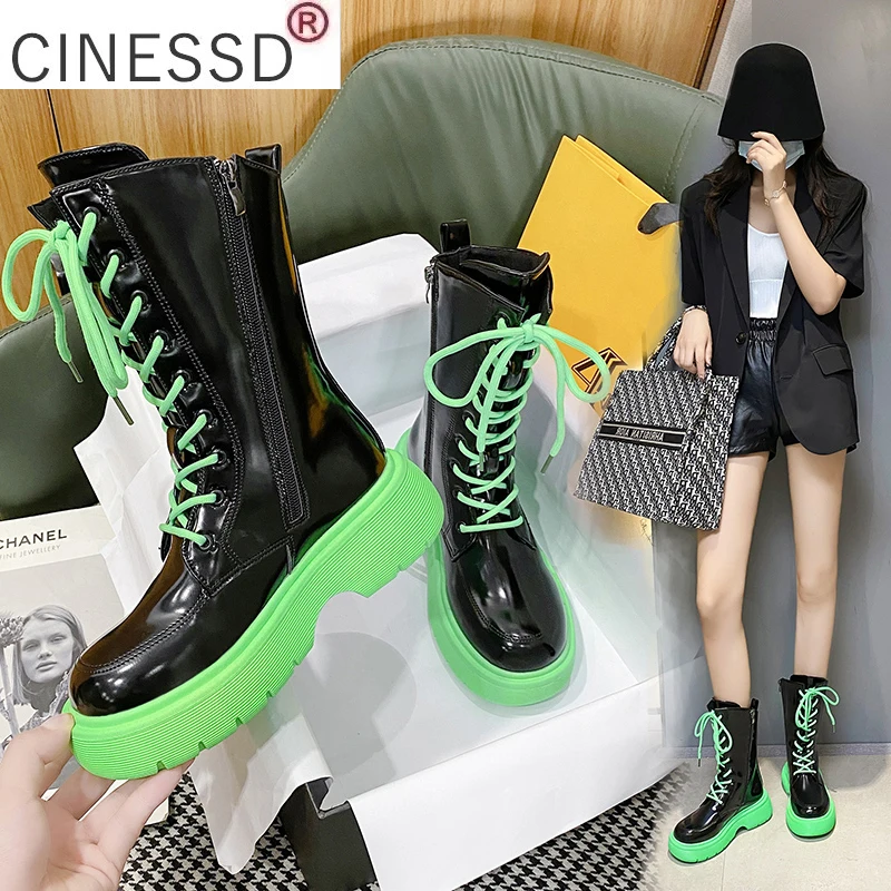 

cinessd Mid Calf Boots 2021 Women Thicken Warm Fashion Boots Goth Zapatos