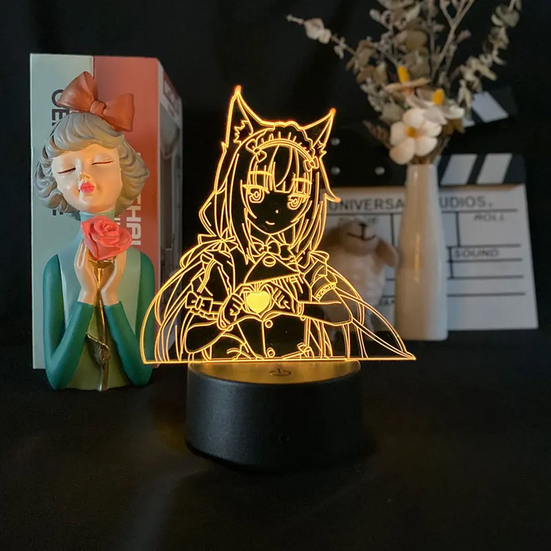 

3D Lamp Nekopara Vanilla Japanese Anime Projector 3D Night Light Alarm Clock Base Light Delineascope Multi-color with Remote