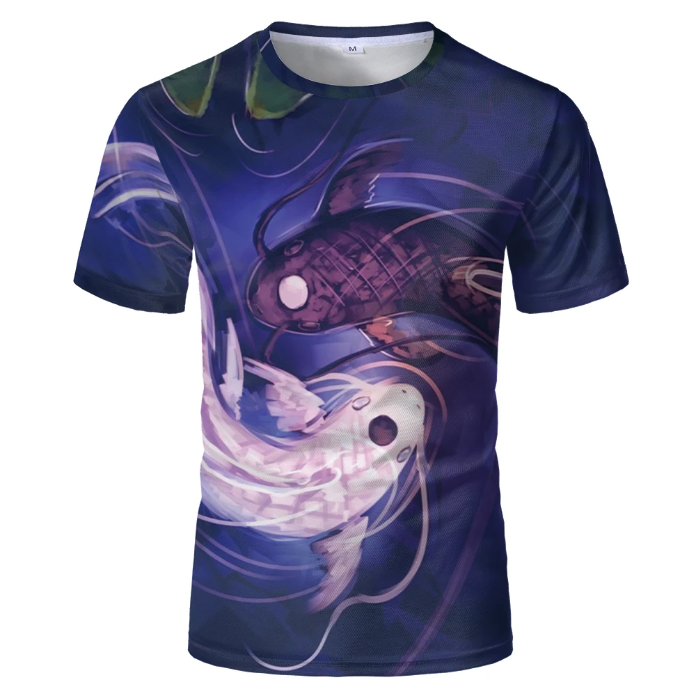 2020 забавные летние футболки Харадзюку Инь Янь рыба крутая футболка Повседневная