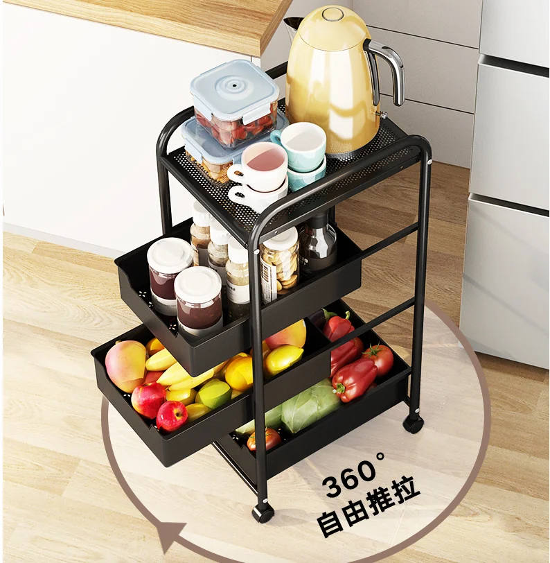 

Kitchen Crevice Drawer Type Shelf Household Floor Type Multifunctional Multi-Layer Universal Wheel Storage Rack Organizer