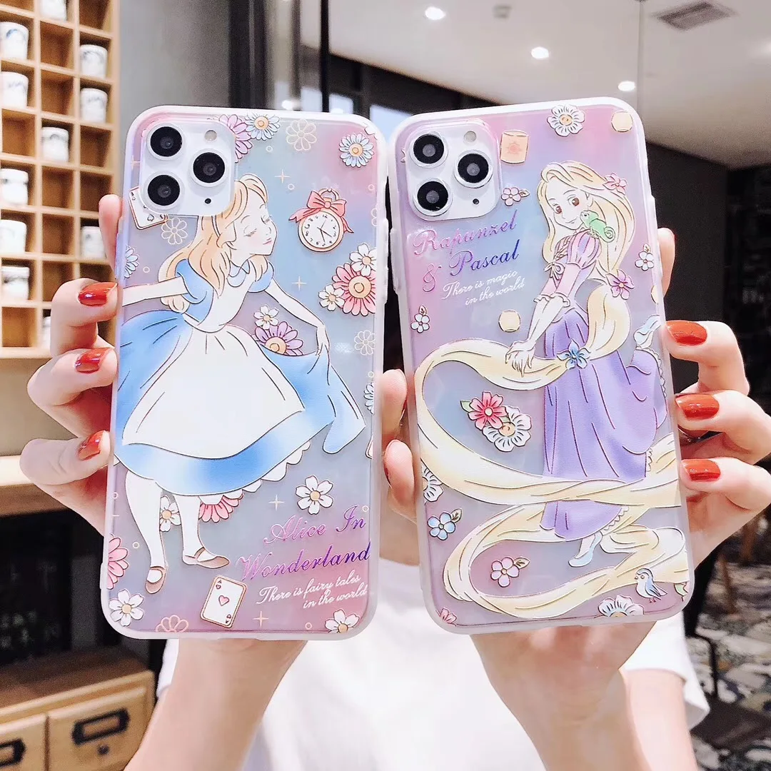Cute Cartoon Princess girl Alice Mermaid Rapunzel Phone Case For Apple iPhone 7 8 7Plus 8Plus 11 Pro X XS Max XR soft tpu Cover |
