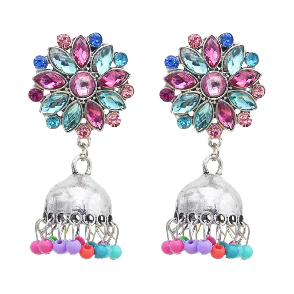 Египетские винтажные красочные хрустальные Jhumka колокольчики с бусинами и