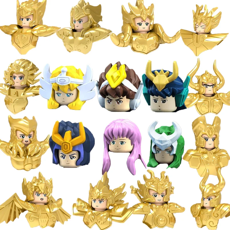 Коллекция Saint Seiya 18 шт. золотые блоки из японского аниме созвездий мини-блоки для
