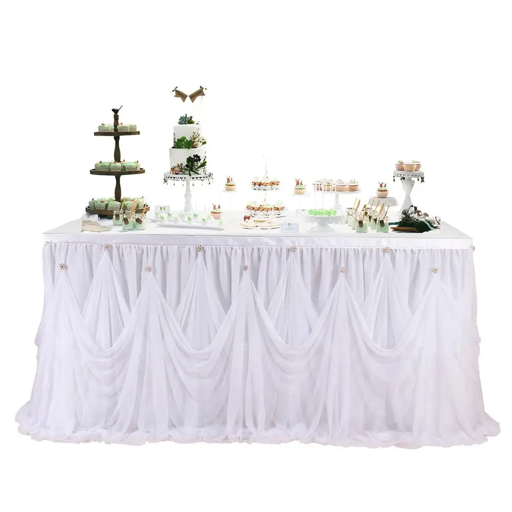 DSstyles/однотонная фатиновая юбка пачка для стола Юбка со стразами свадьбы дня