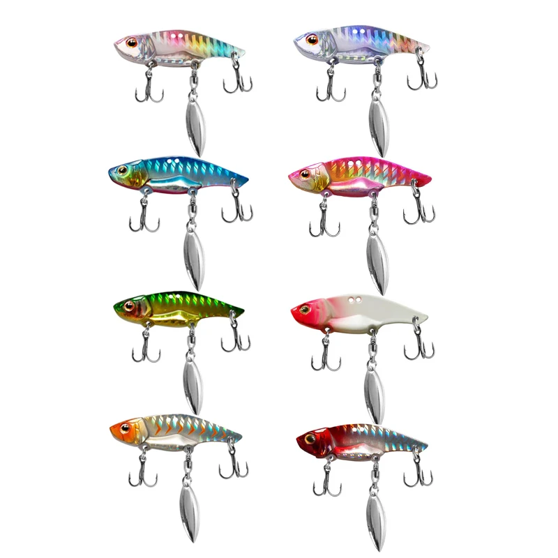 

8Pcs Metal VIB Fishing Lure Vibration Spoon Lure Crankbait Artificial Hard VIB Bait 3D Eyes Cicada Sinking Fishing Tackle
