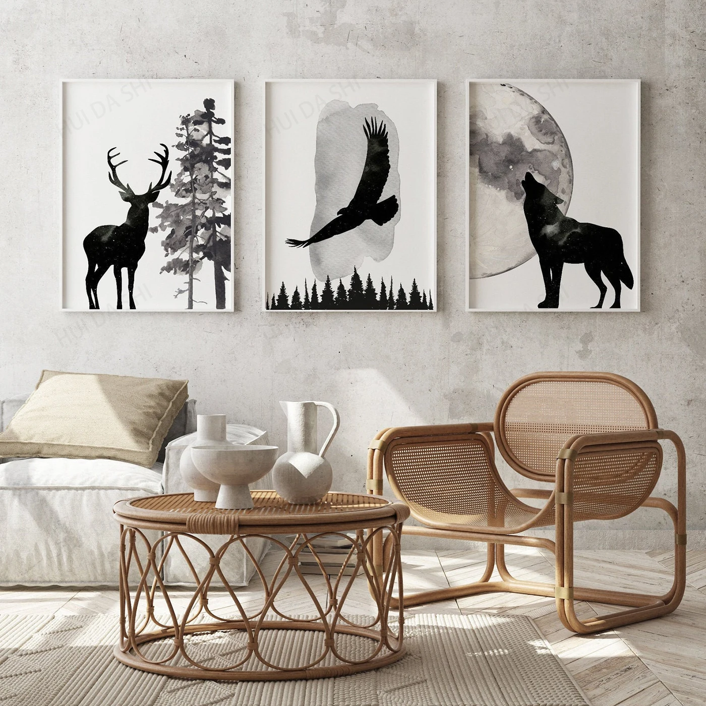 

Woodland Animal Wall Art Prints, Nature prints, Animal Prints, Buck Print, Wolf Print, Eagle Print, Animal Art, Forest prints