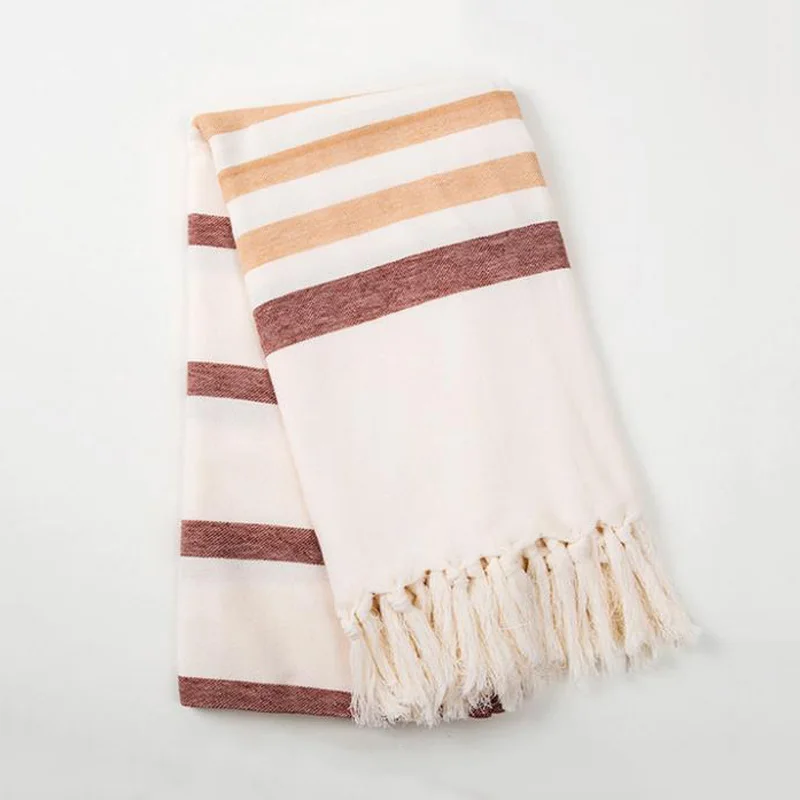 Хлопковое банное полотенце в тонкую полоску большого размера турецкое с