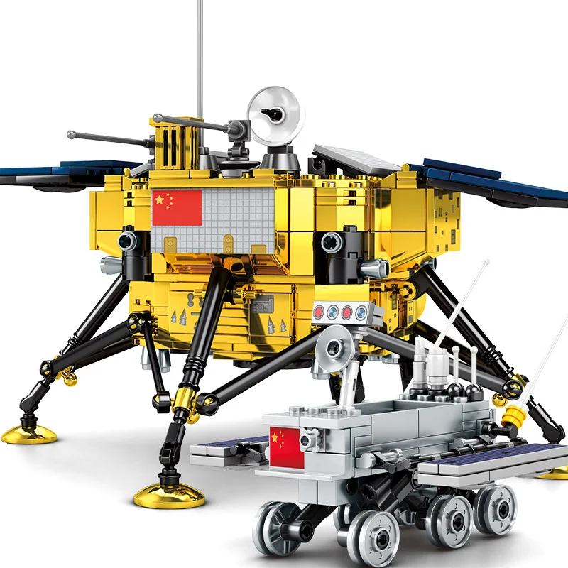 

City Lunar Lander Building Blocks Spaceship Spaceport Classic Movie Airship Car Model Creator Cosmonaut Figures Bricks Kids Toys