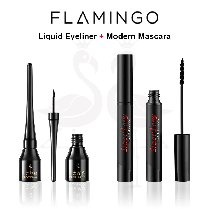 

FLAMINGO Eye Makeup Set Liquid Eyeliner+Slim Color Mascara Lengthening Eye Lashes Brush Multi-colors Eyeliner Pen Waterproof