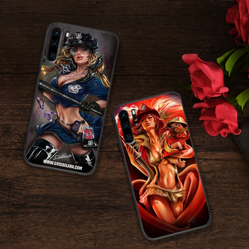 Сексуальный мультфильм кошка девушка Хэллоуин для huawei Y6 Y7 Y9 Prime 2019 mate 10 20 Pro Nova2 3 4