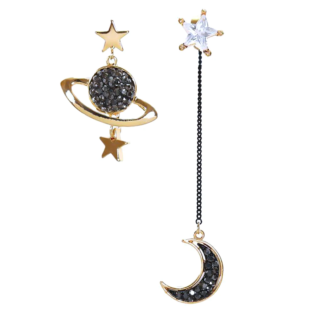 Модные женские асимметричные серьги с кисточками луной звездой планетой стразы