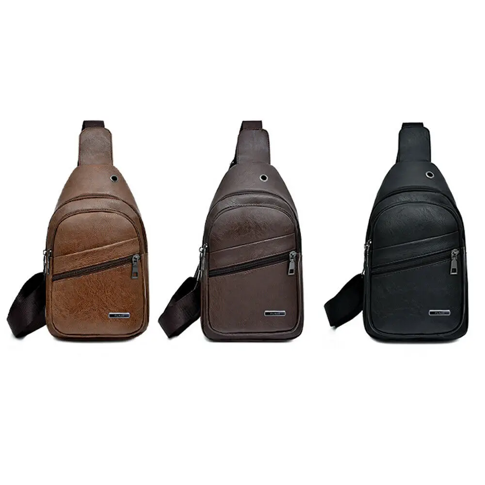 Мужская нагрудная сумка кожаный рюкзак через плечо для улицы школьный |