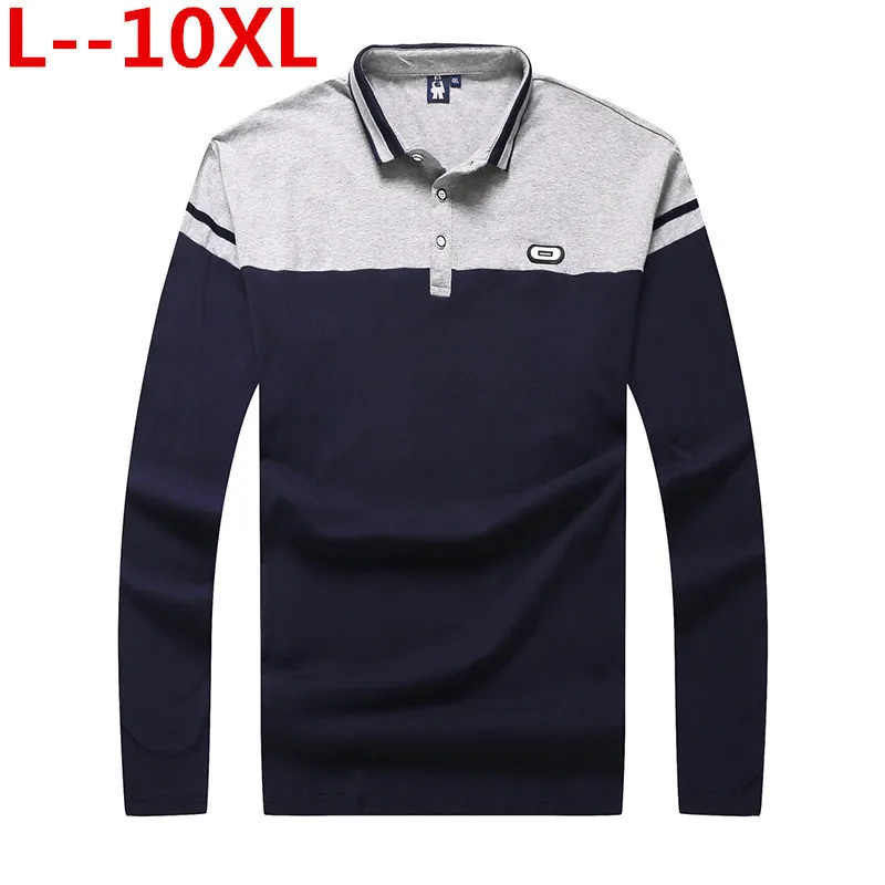 

Casual cotton Men Polo Shirt Thicker Mens Long Sleeve Solid Polo Shirts Camisa Polos Tops Tees Plus size 7XL 8XL 9XL 10XL