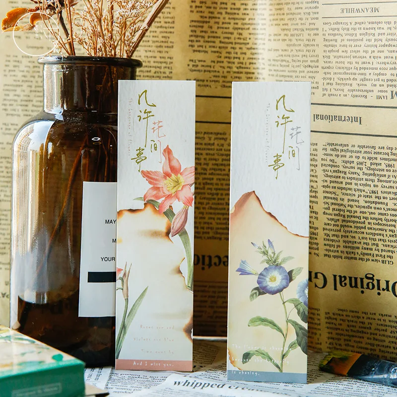 30 шт./компл. Ретро Закладка книжка из бумаги с растениями и цветами мультяшный