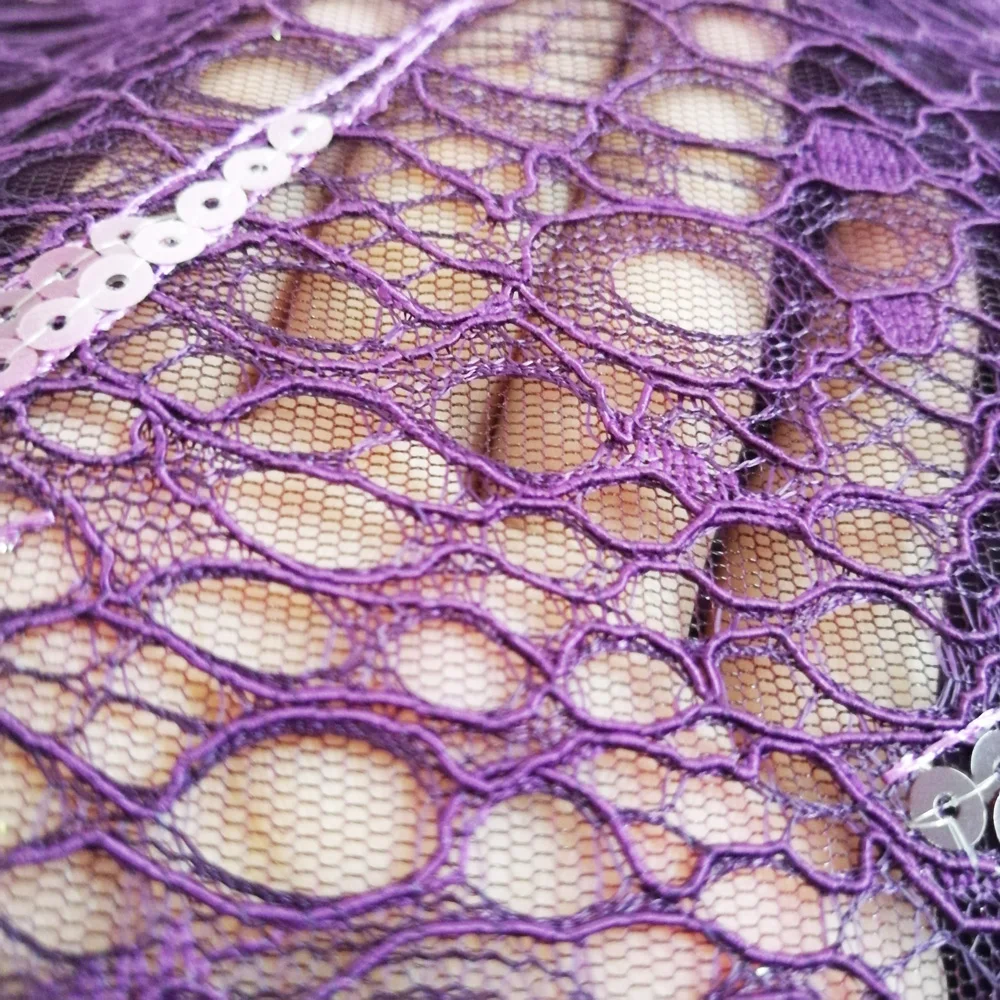 

Dark purple african fabric lace 2019 beaded lace fabric high quality sequin net lace fabric for aso ebi wedding party dresses