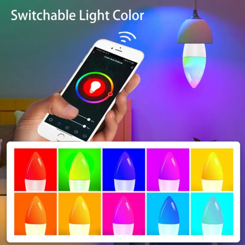 Умная Светодиодная лампа Tuya с Wi-Fi E14 RGBWW RGBCW RGB + CW WW работает приложением Alexa и Google Home