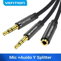 vention audio splitter headphone adapter 3 5mm aux cable for computer 1 female to 2 male mic y splitter headset to pc adapter