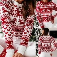 janevini western style ladies pullover sweater knitted women winter 2020 christmas elk long sleeve o neck spring autumn sweaters