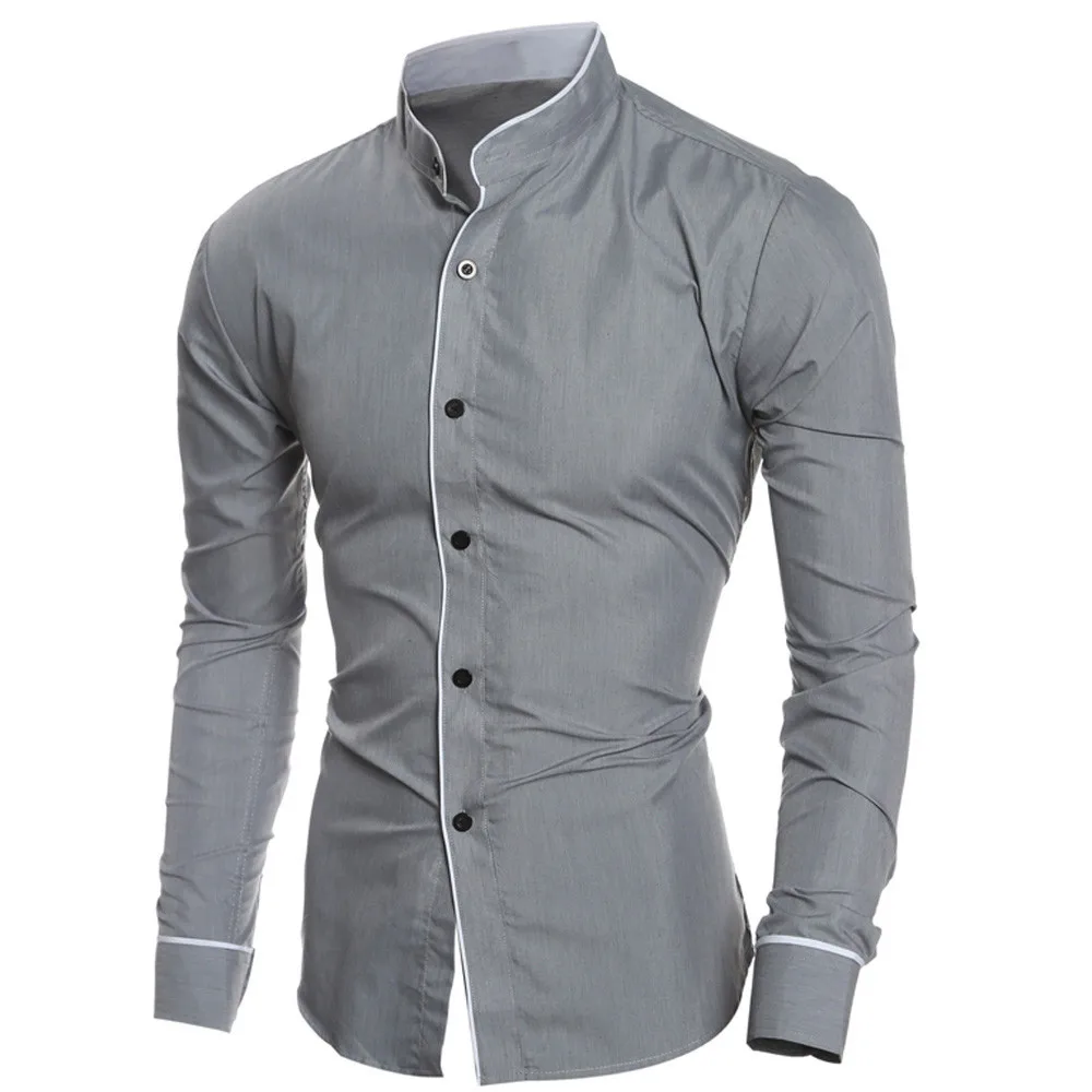Повседневные мужские рубашки с длинным рукавом однотонные Роскошные для мужчин