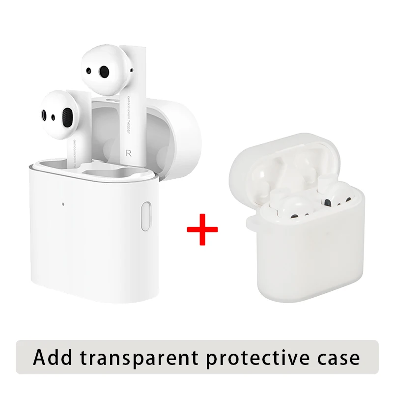 Оригинальные беспроводные наушники Xiaomi Air 2 TWS Bluetooth 2 LHDC HD 14,2 мм с двойным микрофоном ENC автоматическая пауза управление нажатием Airdots Pro 2 - Цвет: Add transparent case