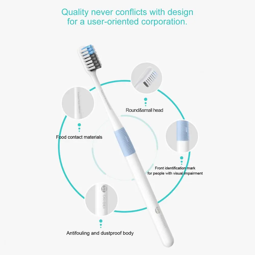 

DRBEI Toothbrushes Eco-friendly Lightweight Hand-held Manual Tooth Cleaner Brushes Ultra-fine Bristles Wave Flat Teeth Head