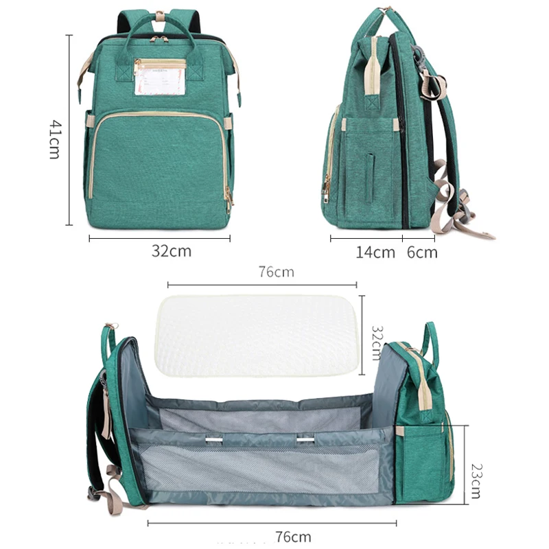 

Portable Nappy Bag Multifunctional Folding Diaper Bags Travel Large Mummy Maternity Backpack Changing Table Pads For Mom Outdoor