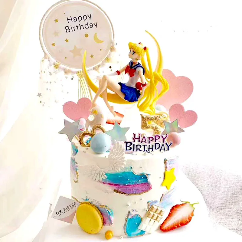 

12cm Sitting Sailor Moon Tsukino Usagi Action Figure PVC Cake Collection Model toys brinquedos for christmas gift