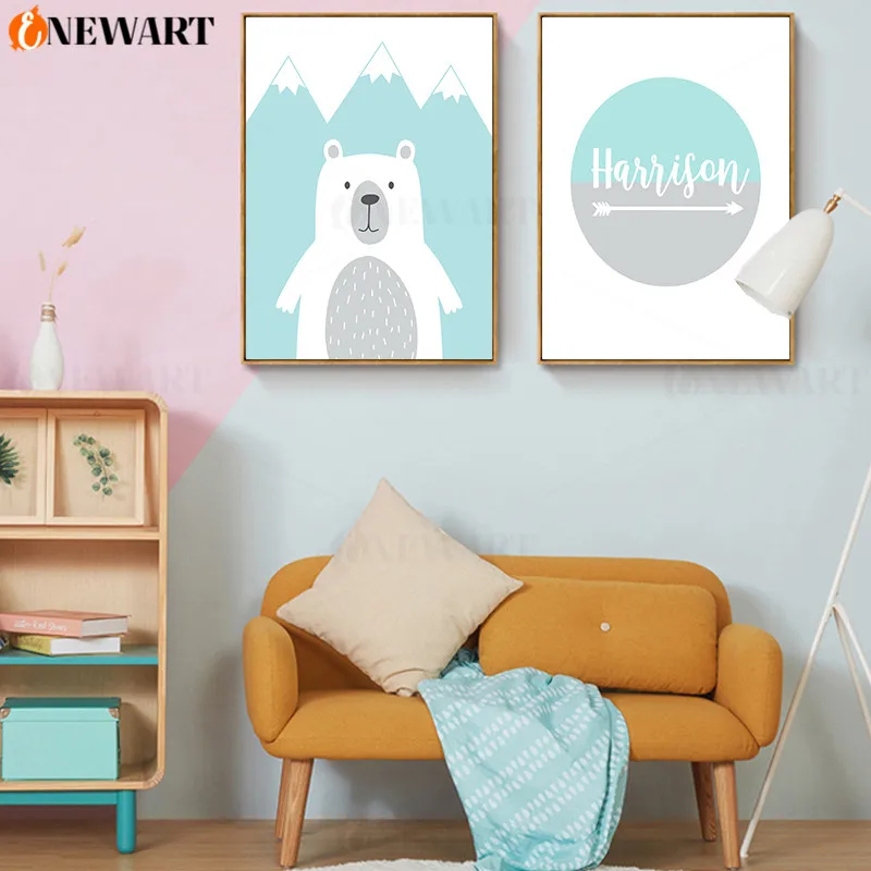 Пользовательское имя постер Детский Настенный художественный мультфильм