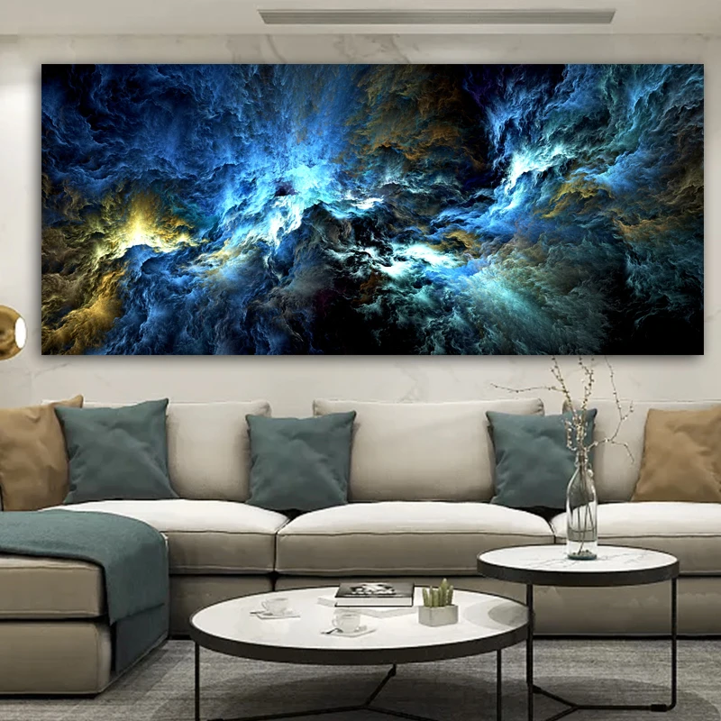 

Abstract blue black Cloud Oil Painting landscape Wall Picture For Living Room Canvas Modern great Art Poster And Print