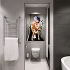 Современный плакат в ванную комнату сексуальная женщина курить и питьевой Туалет Печать на холсте картина на стену украшение для душа