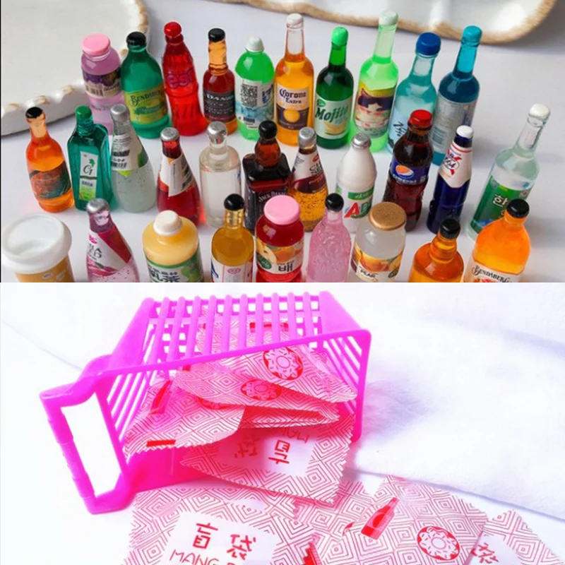 

10PCSS 1/12 Non-repetitive Miniature Food Play Blind Box Blind Bag Resin DIY Food Supermarket Mini Drink Dessert Bottle Model
