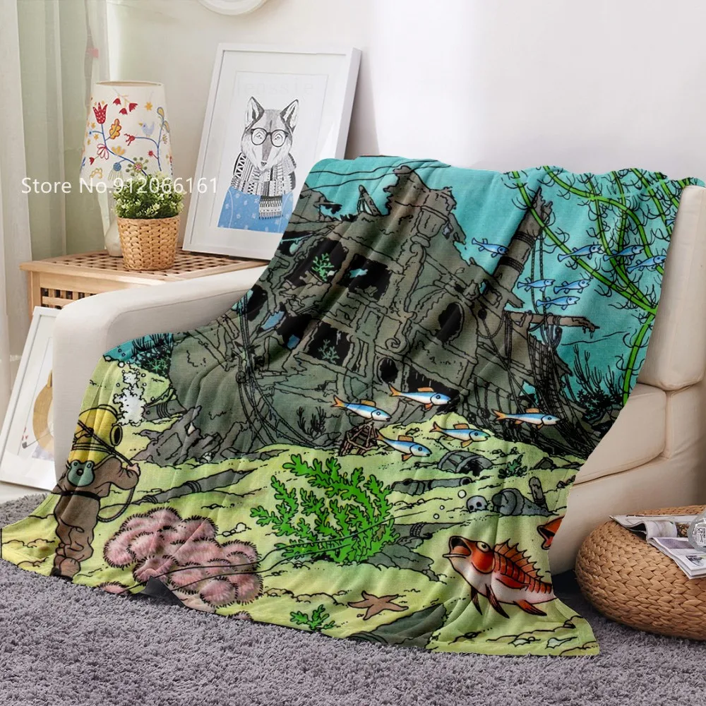 Приключения Тинтина покрывало для кровати домашние текстильные украшения