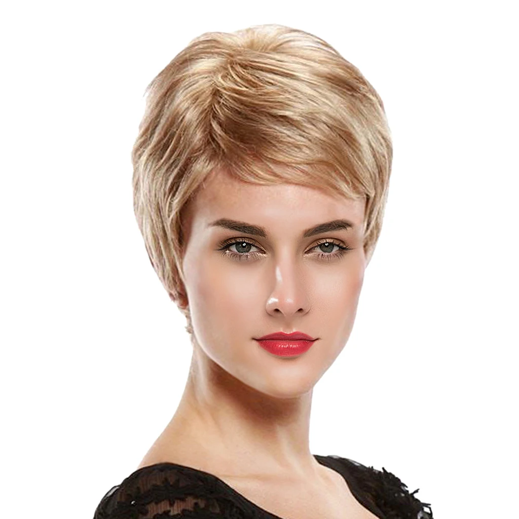 8 дюймов короткие прямые парики человеческих волос Pixie Cut шикарный парик для женщин с челкой-коричневый/винный красный/золотой/светло-Золотой/Серебряный опционально